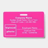 Schlichte Texte mit Foto Rectangle Pink Ausweis (Vorderseite)