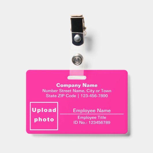 Schlichte Texte mit Foto Rectangle Pink Ausweis (Vorderseite mit Clip)