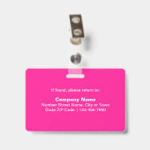 Schlichte Texte mit Foto Rectangle Pink Ausweis (Rückseite mit Clip)