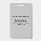 Schlichte Texte mit Mitarbeiter Foto Grau Abzeiche Ausweis (Rückseite)