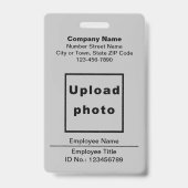 Schlichte Texte mit Mitarbeiter Foto Grau Abzeiche Ausweis (Vorderseite)