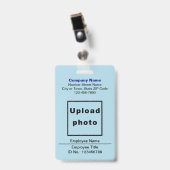 Schlichte Texte mit Mitarbeiter Foto Light Blue Ab Ausweis (Vorderseite mit Clip)