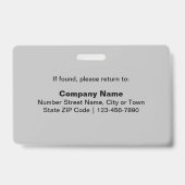 Schlichte Texte mit Mitarbeiter Foto Rectangle gra Ausweis (Rückseite)