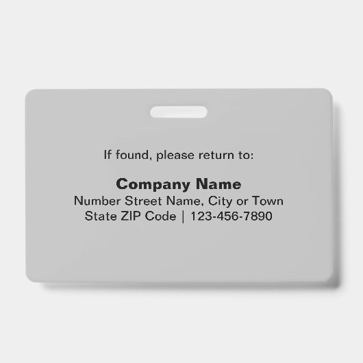 Schlichte Texte mit Mitarbeiter Foto Rectangle gra Ausweis (Rückseite)