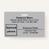 Schlichte Texte mit Mitarbeiter Foto Rectangle gra Ausweis (Vorderseite)