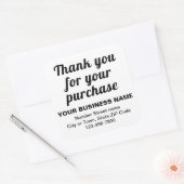 Schlichte Texte Vielen Dank für Ihren Kauf auf Wei Quadratischer Aufkleber (Umschlag)