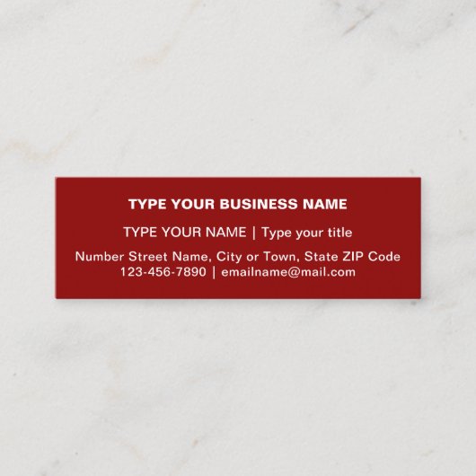 Schlichte Textegestaltung auf der Vorderseite des Mini Visitenkarte (Vorderseite)