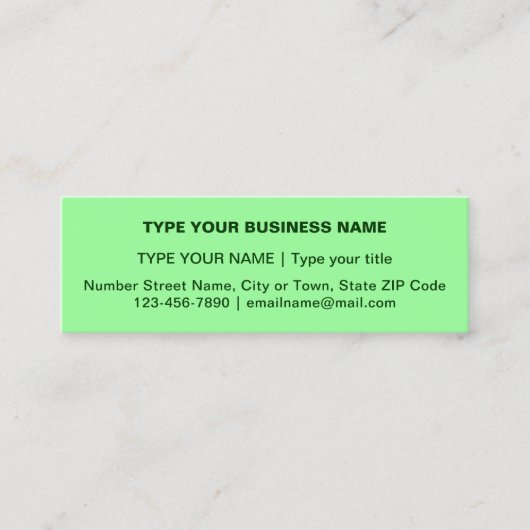 Schlichte Texterstellung auf der Vorderseite des h Mini Visitenkarte (Vorderseite)