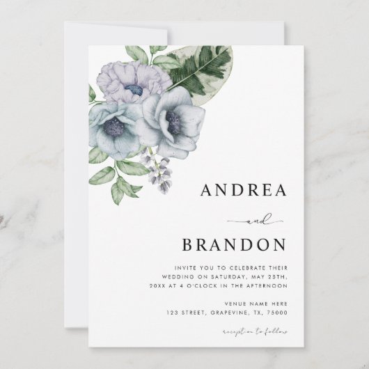 Schlichte tropische Flora Botanical All in One Wed Einladung (Vorderseite)