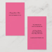 Schlichte u. einfache rosa vertikale visitenkarte (Vorne/Hinten)