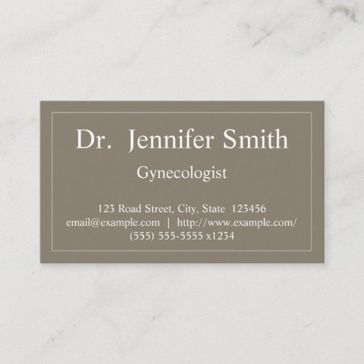 Schlichte u. noble Gynäkologe-Geschäfts-Karte Visitenkarte (Vorderseite)