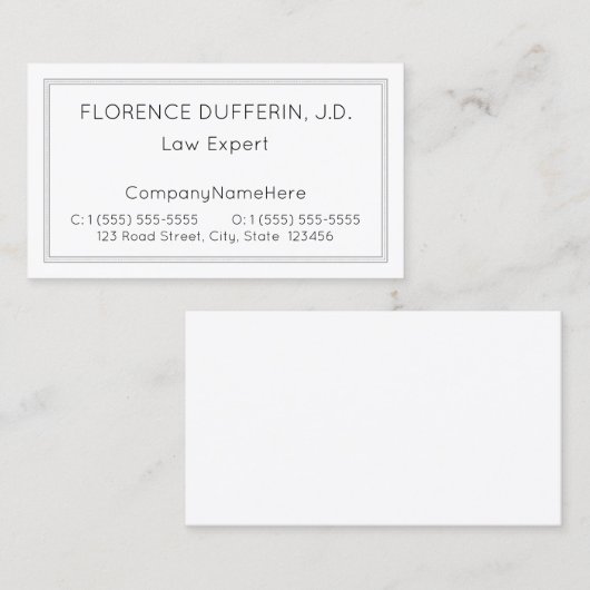 Schlichte und Berufliche Anwaltskarte Visitenkarte (Vorne/Hinten)