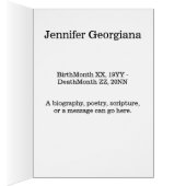 Schlichte und einfache Beerdigungskarte mit Foto (Innen (Rechts))