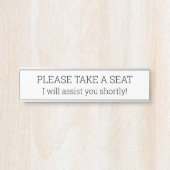 Schlichte und einfache "BITTE SITZEN" Türschild (Vorderseite )