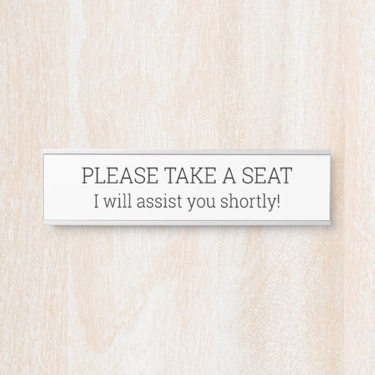 Schlichte und einfache "BITTE SITZEN" Türschild (Vorderseite )