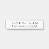 Schlichte und einfache "BITTE SITZEN" Türschild (Vorderseite )