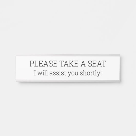 Schlichte und einfache "BITTE SITZEN" Türschild (Vorderseite )