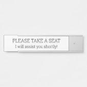 Schlichte und einfache "BITTE SITZEN" Türschild (Vorderseite )