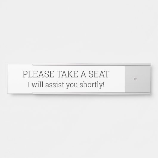 Schlichte und einfache "BITTE SITZEN" Türschild (Vorderseite )