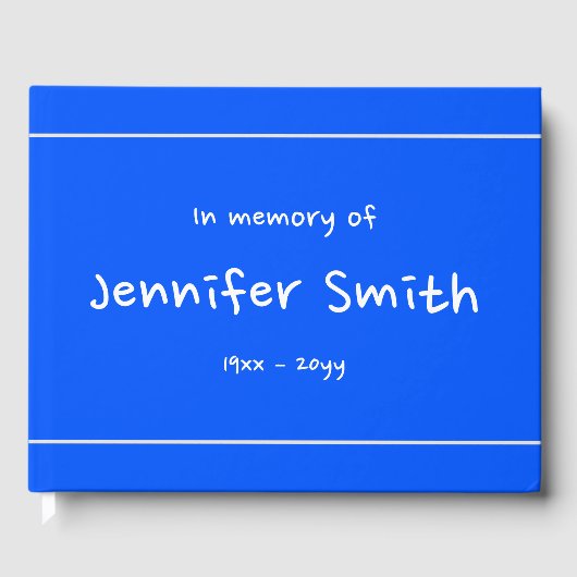 Schlichte und einfache Blue Condolences Gästebuch (Vorderseite)
