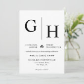 Schlichte und einfache Hochzeit in Weiß und Schwar Einladung (Stehend Vorderseite)