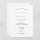 Schlichte und einfache klassische Hochzeit in Weiß Einladung (Vorne/Hinten)