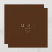 Schlichte und einfache, moderne, warme Braun Squar Einladung (Vorne/Hinten)