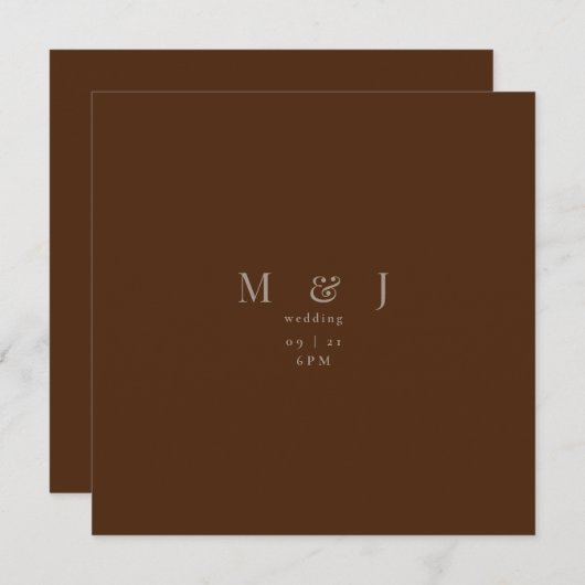 Schlichte und einfache, moderne, warme Braun Squar Einladung (Vorne/Hinten)