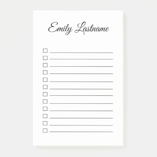 Schlichte und einfache Personalisierte Hinweise Post-it Klebezettel (Vorderseite)