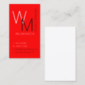 Schlichte und einfache Red Monogram Business Card Visitenkarte (Vorne/Hinten)