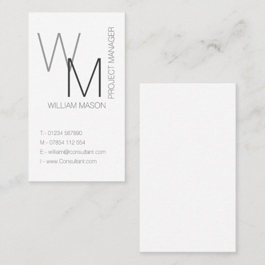 Schlichte und einfache weiße Berufliche Visitenkar Visitenkarte (Vorne/Hinten)