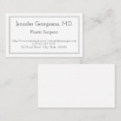 Schlichte und elegante Plastikchirurgen-Visitenkar Visitenkarte (Vorne/Hinten)