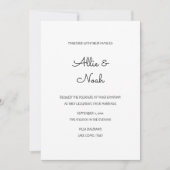 schlichte und elegante weiße Hochzeitskarte Einladung (Vorderseite)