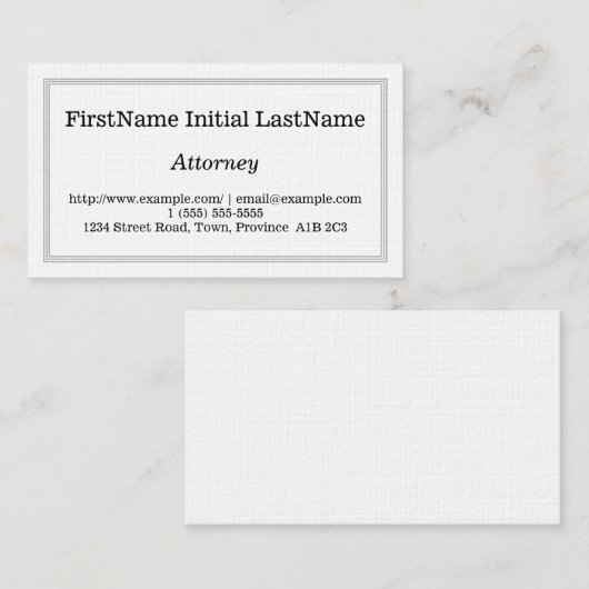 Schlichte und individuell anpassbare Anwaltskarte Visitenkarte (Vorne/Hinten)