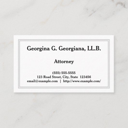Schlichte und konservative Anwaltskarte Visitenkarte (Vorderseite)