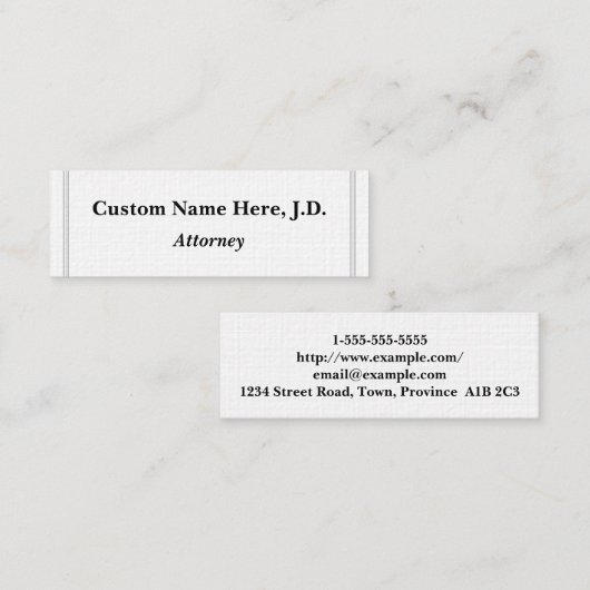 Schlichte und Minimalistische Anwaltskarte Mini Visitenkarte (Vorne/Hinten)