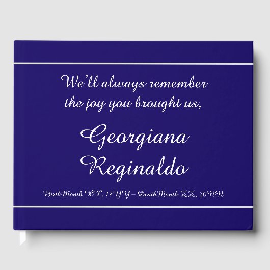 Schlichte und Minimalistische Begräbnisgalerie Gästebuch (Vorderseite)