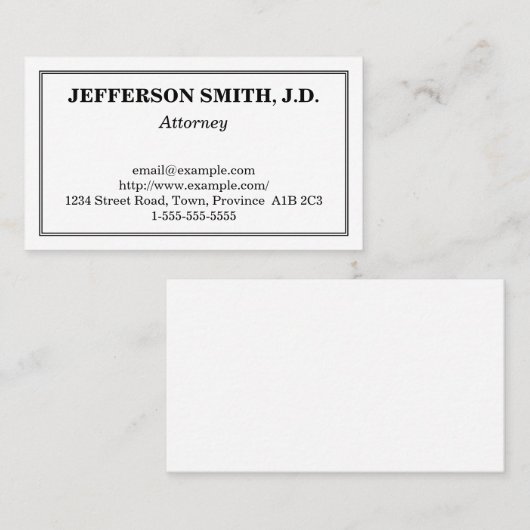 Schlichte und traditionelle Anwaltskarte Visitenkarte (Vorne/Hinten)