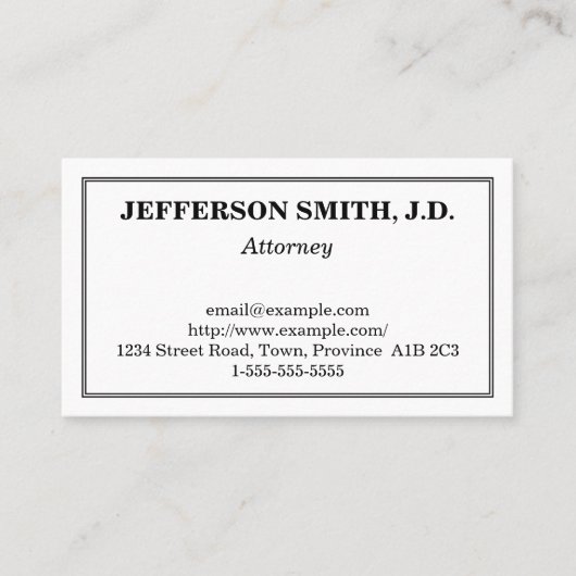 Schlichte und traditionelle Anwaltskarte Visitenkarte (Vorderseite)