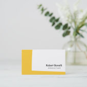 Schlichte Unternehmenskarte für White Yellow Consu Visitenkarte (Stehend Vorderseite)