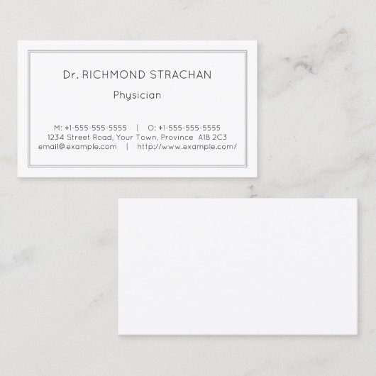Schlichte Visitenkarte des Gesundheitsfachpersonal (Vorne/Hinten)