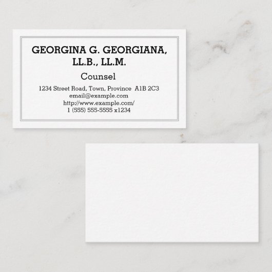 Schlichte Visitenkarte für Rechtsanwälte (Vorne/Hinten)