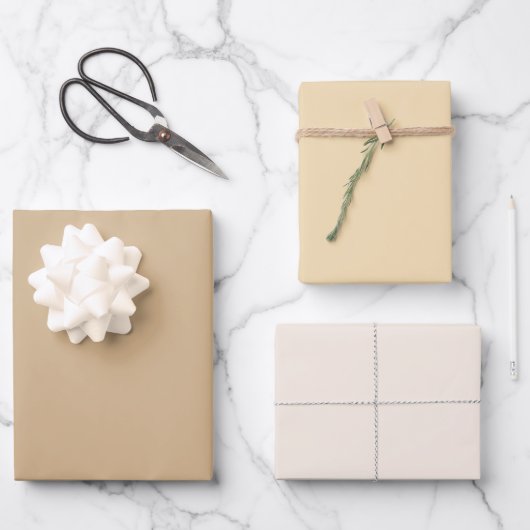 Schlichte Vollwammwäsche Tan Shades 3 Tones Geschenkpapier Set (Vorderseite)