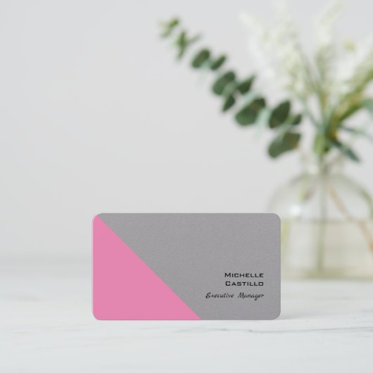 Schlichte Weibchen Minimalistisch Pink Grau Modern Visitenkarte (Stehend Vorderseite)