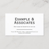 Schlichte weiße, einfache Terminkarte Visitenkarte (Rückseite)