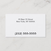 Schlichte weiße klassische Geschäfts-Karte Visitenkarte (Rückseite)