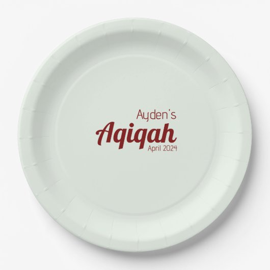Schlichte weiße Knochen, Aqiqah Babydusche Pappteller (Vorderseite)