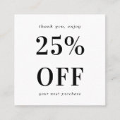 Schlichte weiße, mutige Typografie Kleinunternehme Rabattkarte (Vorderseite)