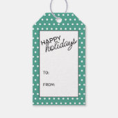 Schlichte, weiße Punkte auf Aquamarin blaugrün Geschenkanhänger (Vorderseite)