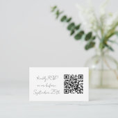 Schlichte weiße QR-Code-Hochzeitschutzkarten Begleitkarte (Stehend Vorderseite)